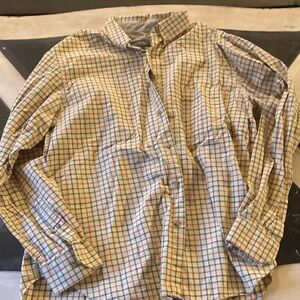 Eddie Bauer Beige and Blue Checkered Shirt